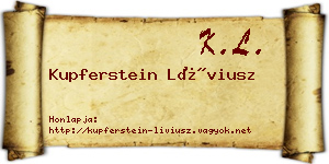 Kupferstein Líviusz névjegykártya