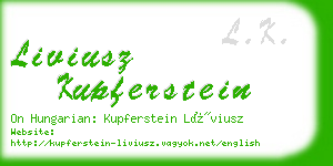 liviusz kupferstein business card